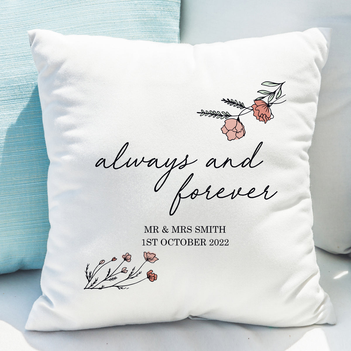 Personalised Always and Forever Cushion for Valentine's Day