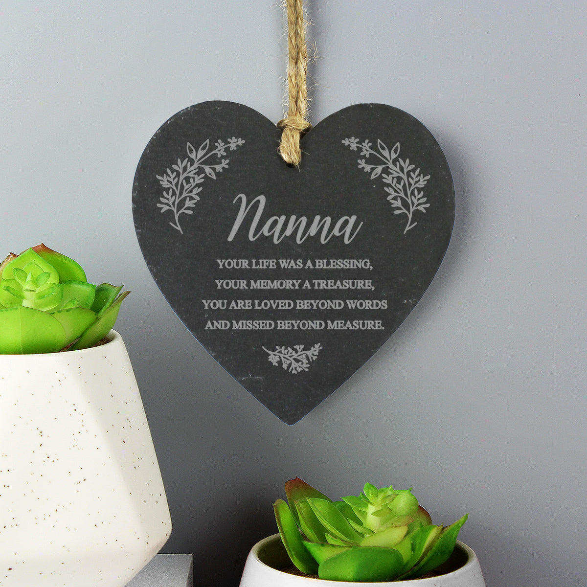 Personalised Memorial Slate Heart | Hanging Decorations & Signs