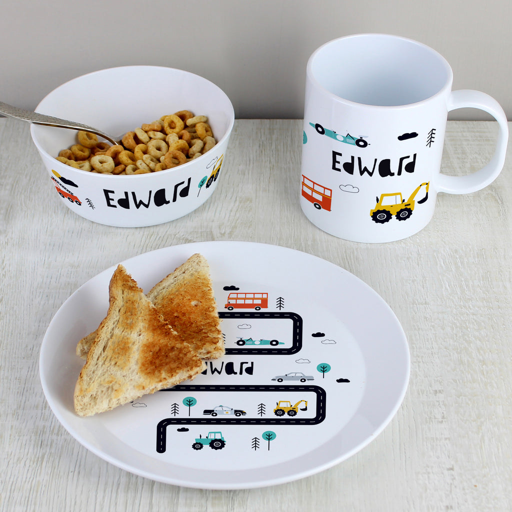 Personalised Little Car Plastic Breakfast Set | Gift for Kids