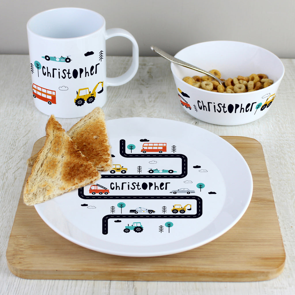 Personalised Little Car Plastic Breakfast Set | Gift for Kids