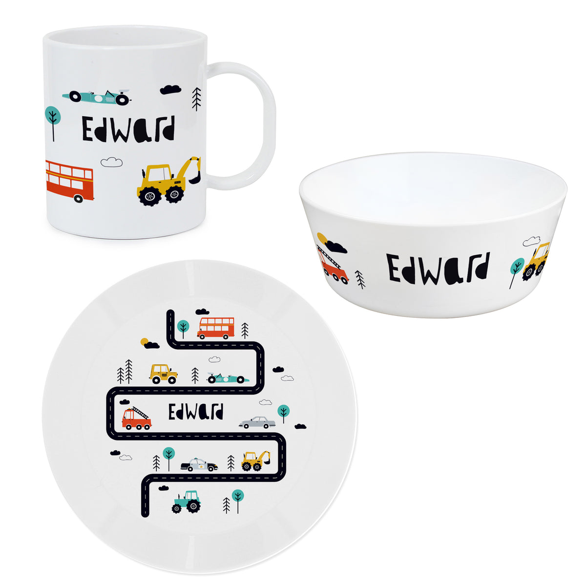 Personalised Little Car Plastic Breakfast Set | Gift for Kids