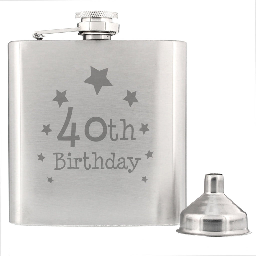 40th Birthday Hip Flask | Inspired Creative Gifts | UK Supplier