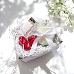 vanilla Scented Candle Gift Set: White Ribbon, Heart Chocolates