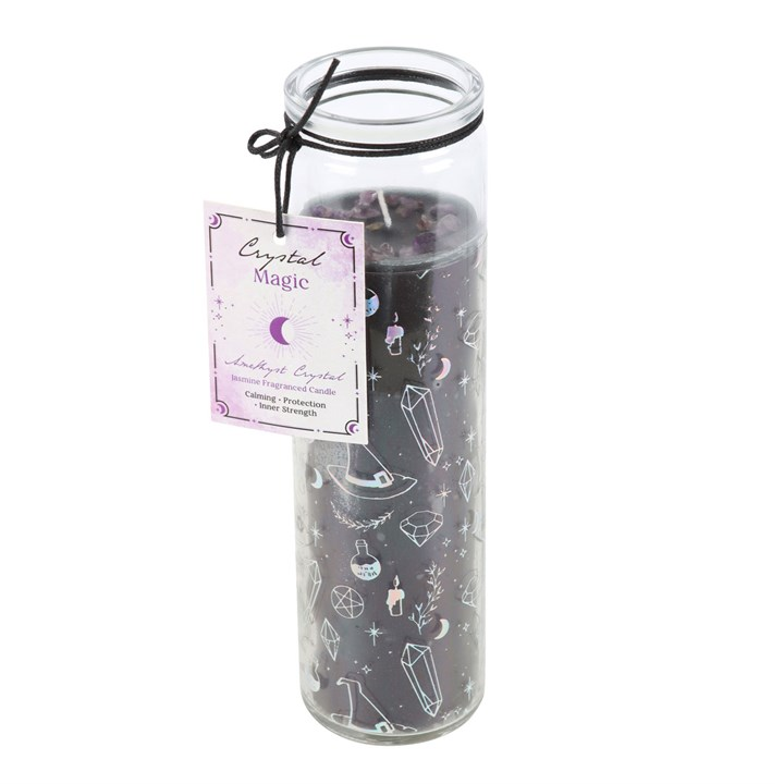 Crystal Witch Jasmine Tube Candle with Amethyst Chips | Candles