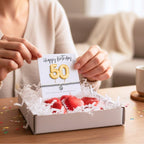 50th Birthday Cubic Zirconia Silver Bracelet & Gold Balloon Mini Gift Hamper