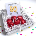 50th Birthday Cubic Zirconia Stud Earrings & Gold Balloons Mini Gift Hamper