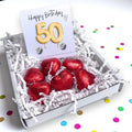 50th Birthday Cubic Zirconia Stud Earrings & Gold Balloons Mini Gift Hamper | Gift for Her