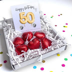 50th Birthday Cubic Zirconia Stud Earrings & Gold Balloons Mini Gift Hamper | Gift for Her