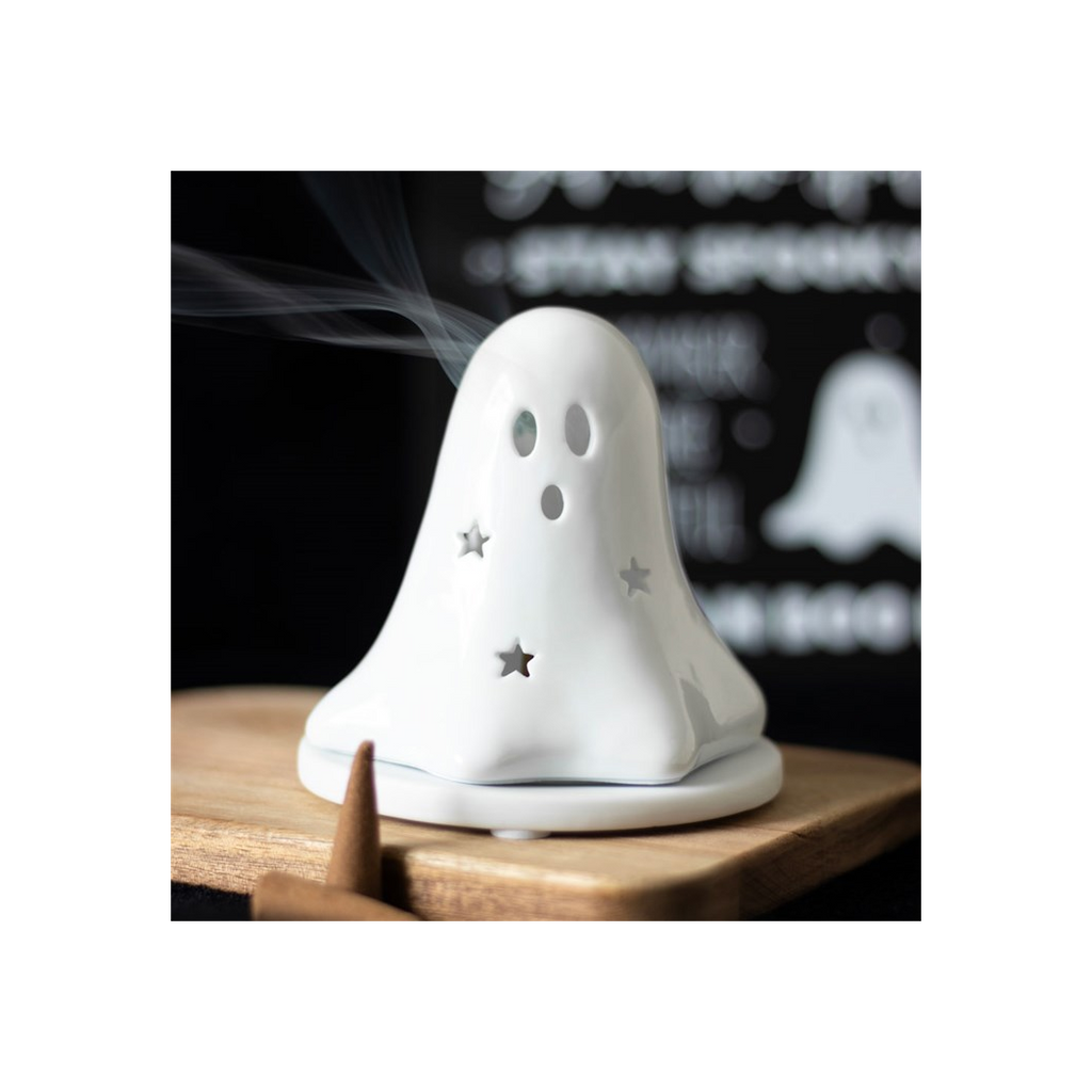 Ceramic Ghost Tealight and Incense Cone Holder | Candle Holders
