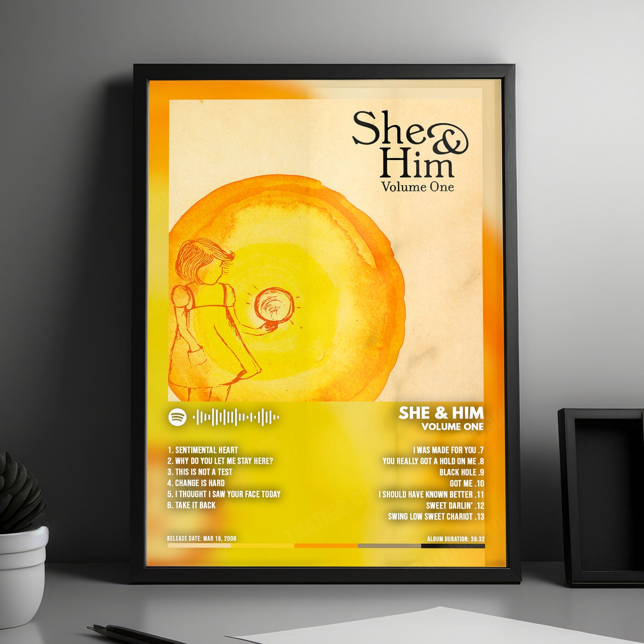 She & Him "Volume One" Album Cover Poster - with Complete Tracklist