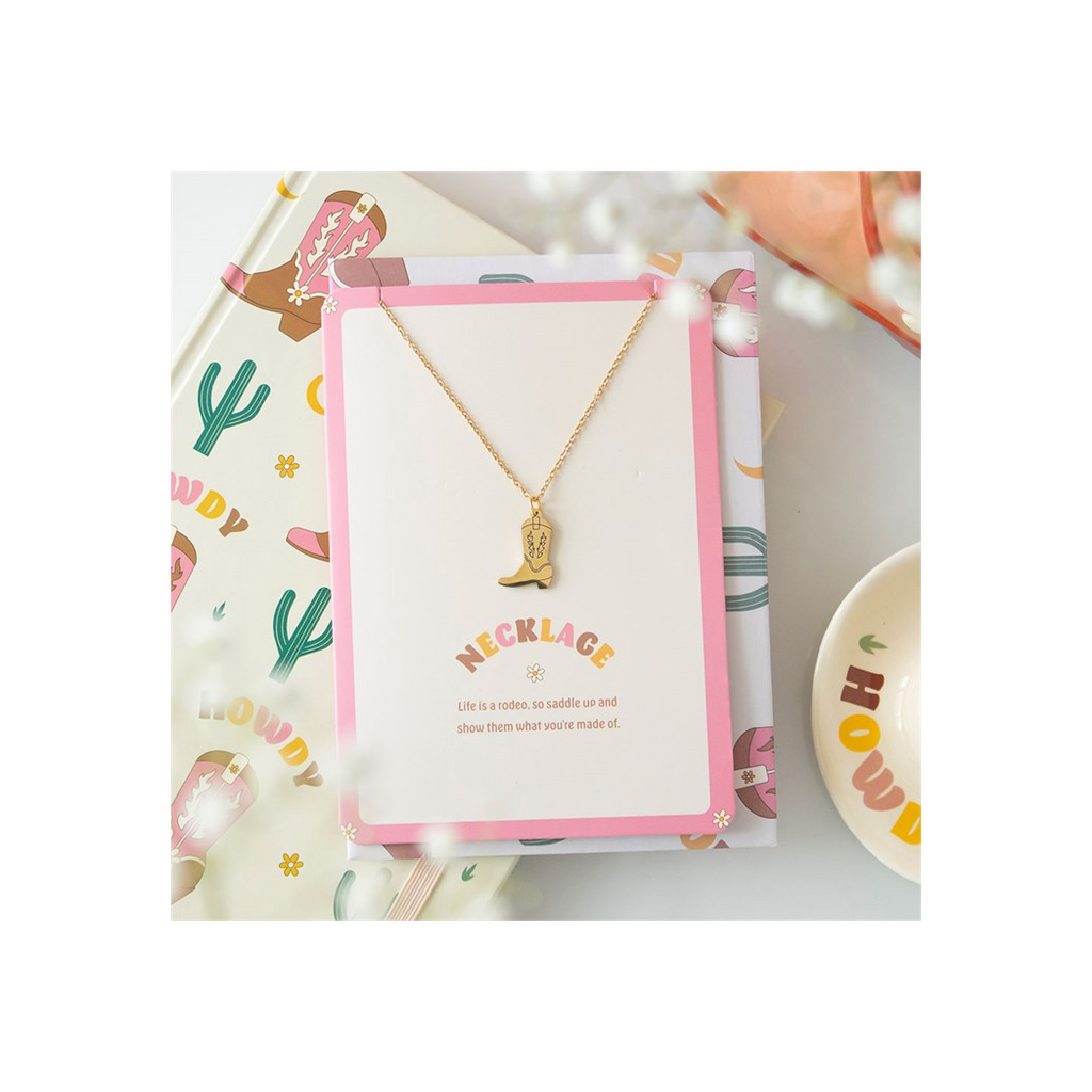 Cowboy Boot Necklace on Greeting Card | Woman's Necklace | Inspired Creative Gifts