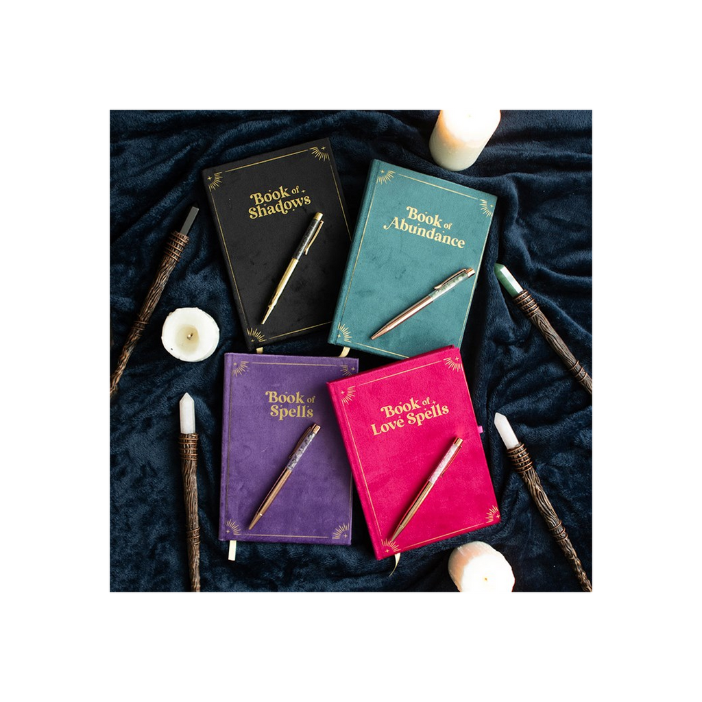 Book of Shadows Journal with Black Obsidian Crystal Pen | Notebook | Inspired Creative Gifts