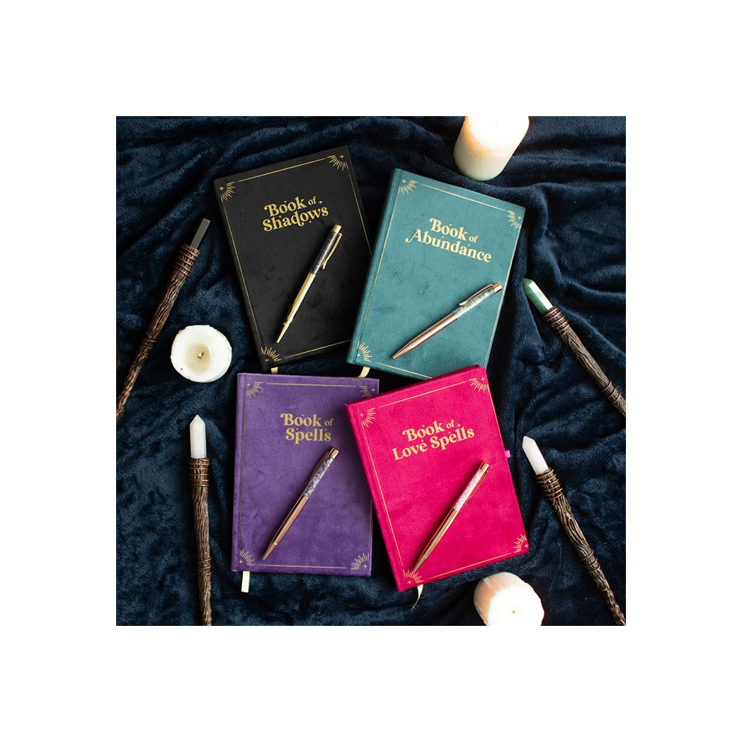 Book of Shadows Journal with Black Obsidian Crystal Pen | Notebook | Inspired Creative Gifts