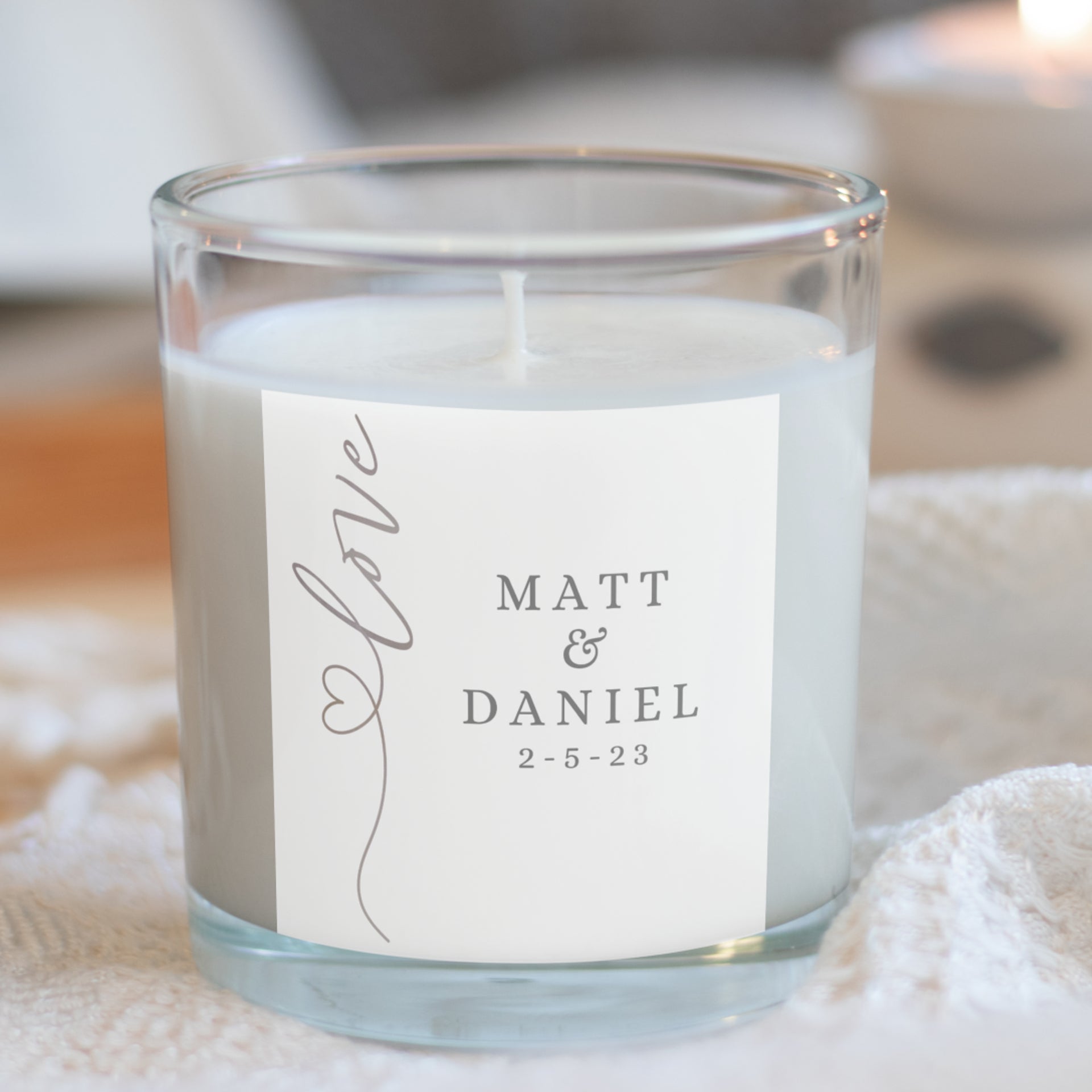 Personalised Love Heart Candle Gift Set  | Engagement Candle Gift UK