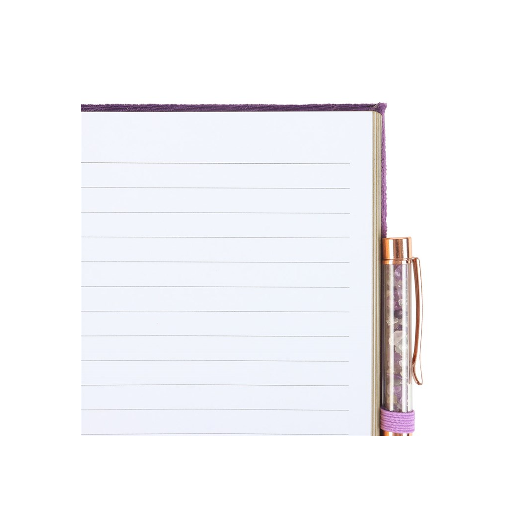 Book of Spells Journal with Amethyst Crystal Pen | Notebook