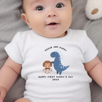 Personalised 1st Fathers Day Dinosaur Baby Outfit: Bib, Vest, Grow | Baby Gifts | New Baby Gift
