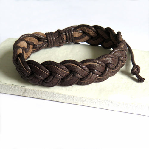 Men's Brown Pleated Leather Bracelet | Mens Bracelet | Inspired Creative Gifts