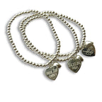 Personalised Silver Heart Stretch Beaded Bracelet