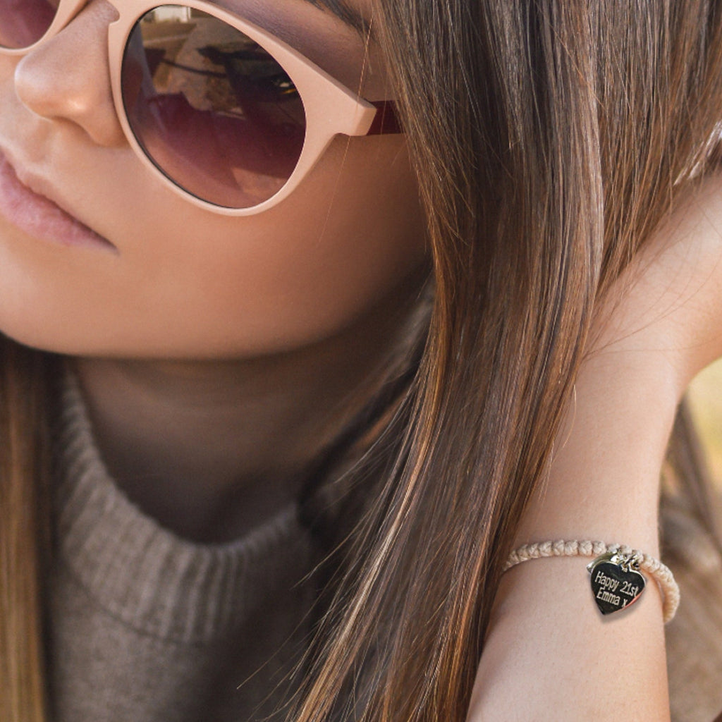 Personalised Silver Heart Stretch Beaded Bracelet