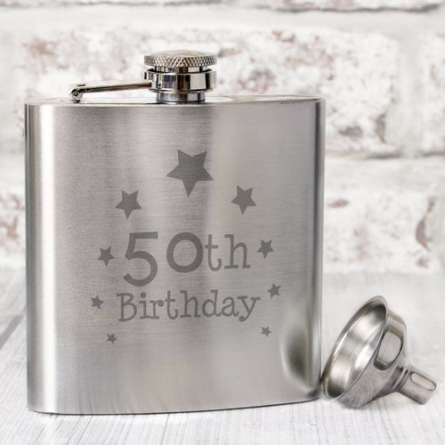 50th Birthday Hip Flask | Inspired Creative Gifts | UK Supplier
