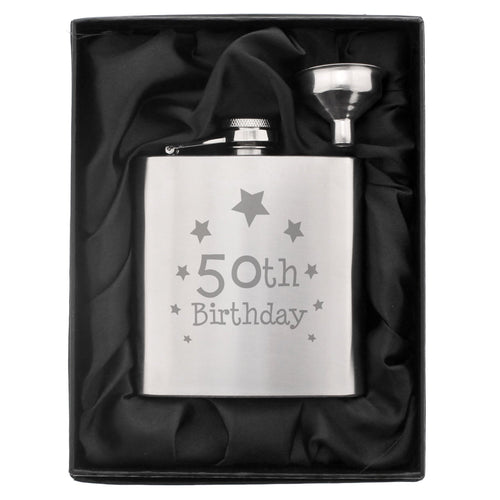 50th Birthday Hip Flask | Inspired Creative Gifts | UK Supplier