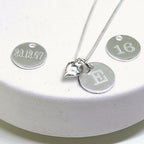 Personalised Silver Mini Disc Heart Charm Necklace