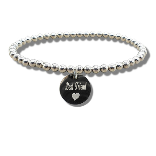 Best Friend Silver Disc Bracelet & Heart Symbol | Womans Bracelet | Inspired Creative Gifts