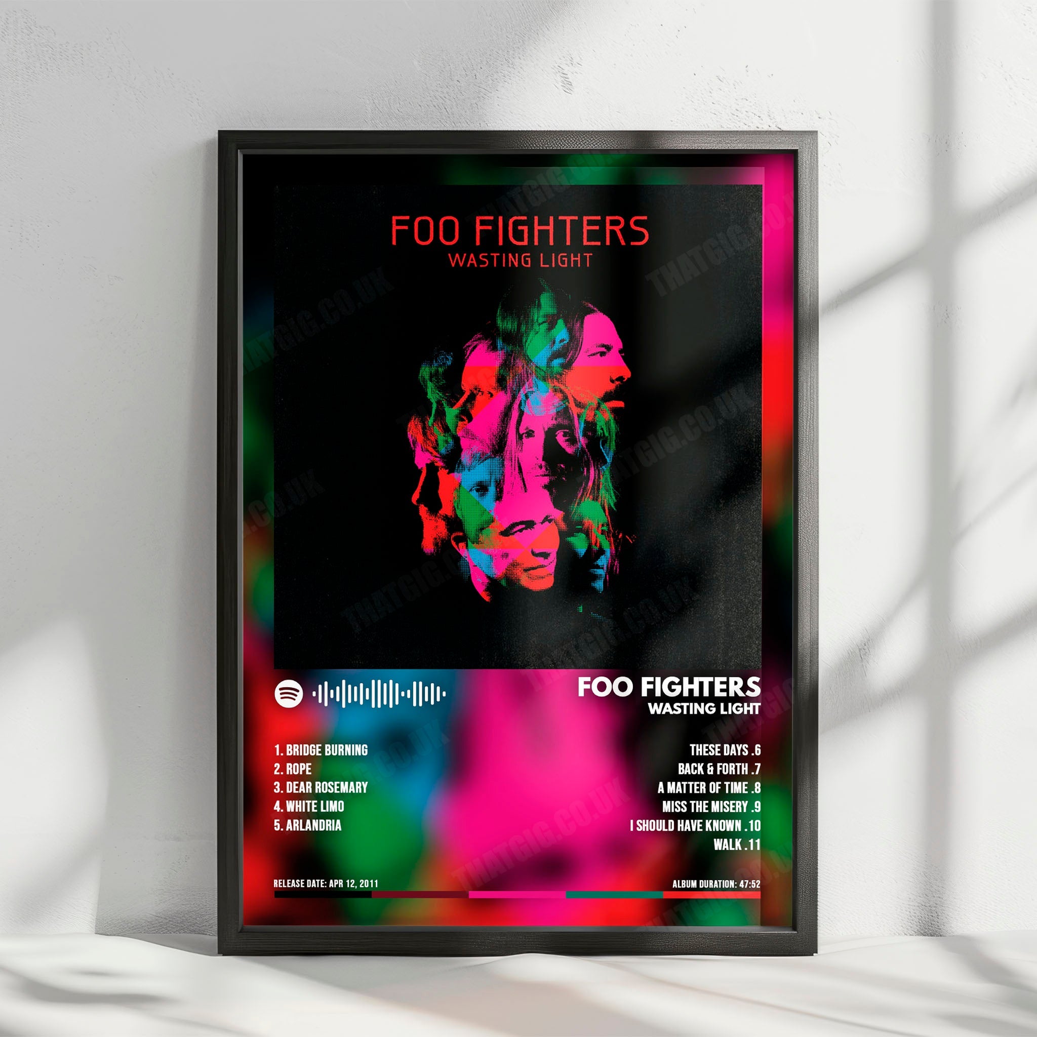 Foo Fighters "Wasting Light" Album Cover Poster - with Complete Tracklist