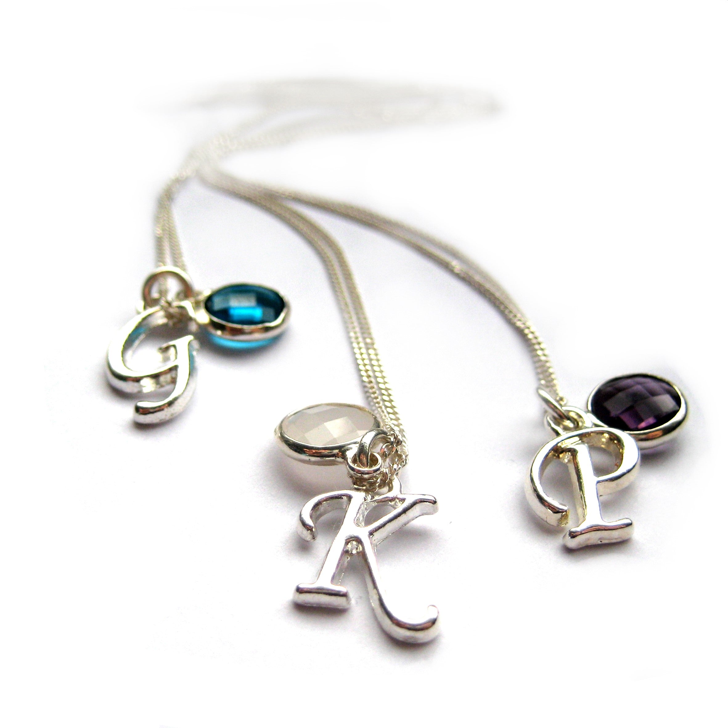 Personalised Initial Birthstone Necklace