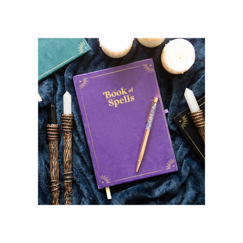 Book of Spells Journal with Amethyst Crystal Pen | Notebook