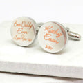 Personalised Script Round Cufflinks - Message