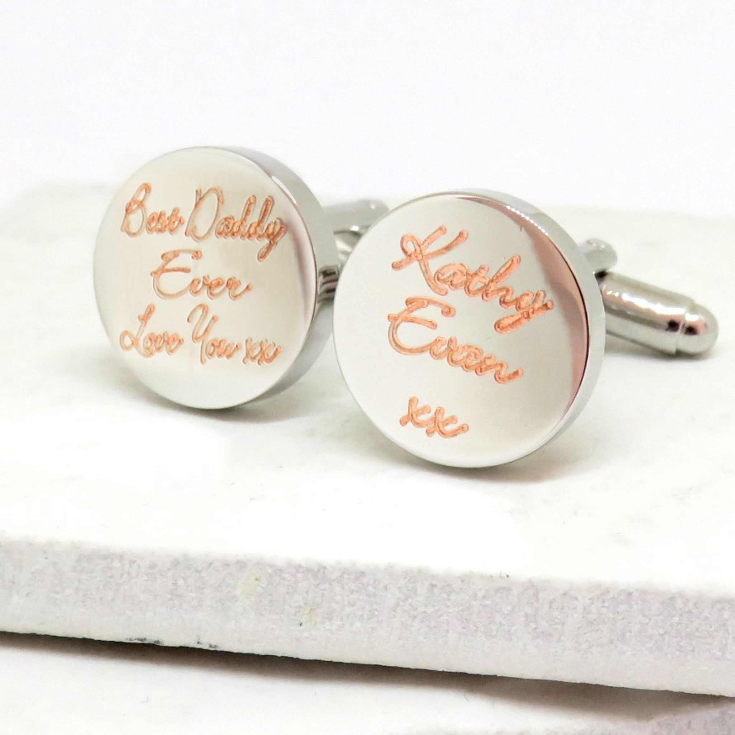Personalised Script Round Cufflinks - Message