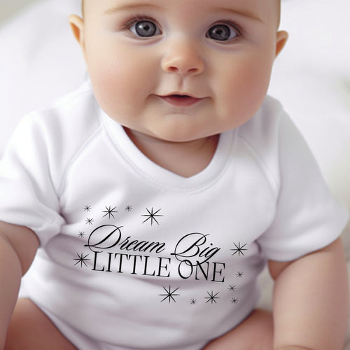 Dream Big Little One Baby Outfit: Bib, Vest, Baby Grow for New Baby