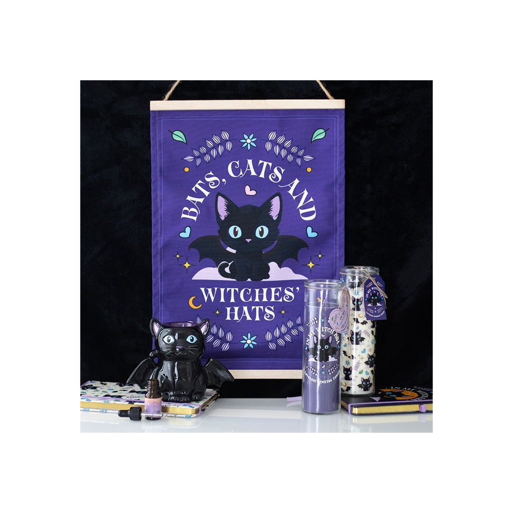 Bats, Cats and Witches Hats Fabric Wall Hanging | Wall Art | Inspired Creative Gifts