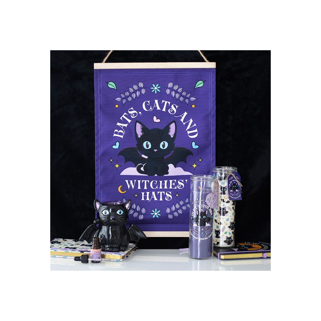 Bats, Cats and Witches Hats Fabric Wall Hanging | Wall Art | Inspired Creative Gifts