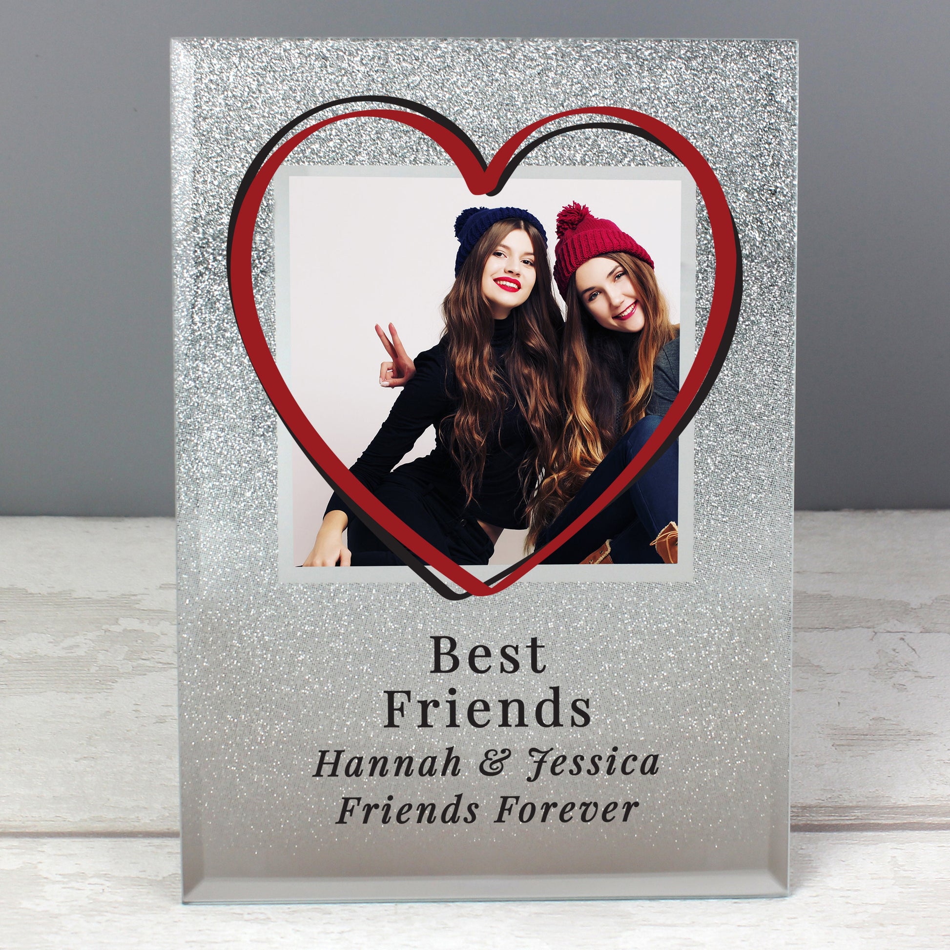 Personalised Heart 4x4 Glitter Glass Photo Frame | Valentines Day Gift | Christmas Gift - Picture Frame - Inspired Creative Gifts