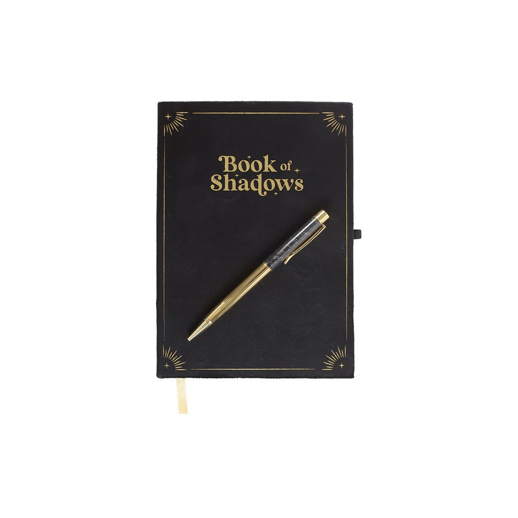 Book of Shadows Journal with Black Obsidian Crystal Pen | Notebook | Inspired Creative Gifts