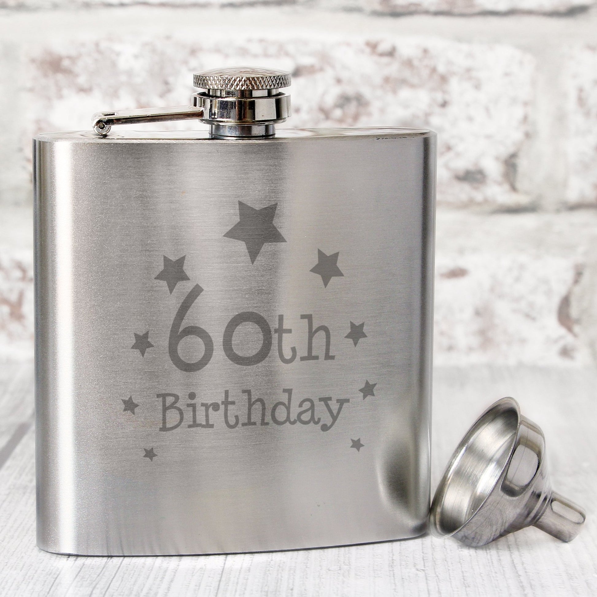 60th Birthday Hip Flask | Inspired Creative Gifts | UK Supplier