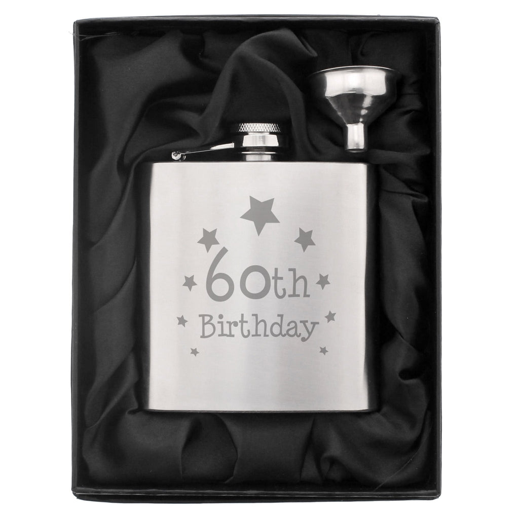 60th Birthday Hip Flask | Inspired Creative Gifts | UK Supplier