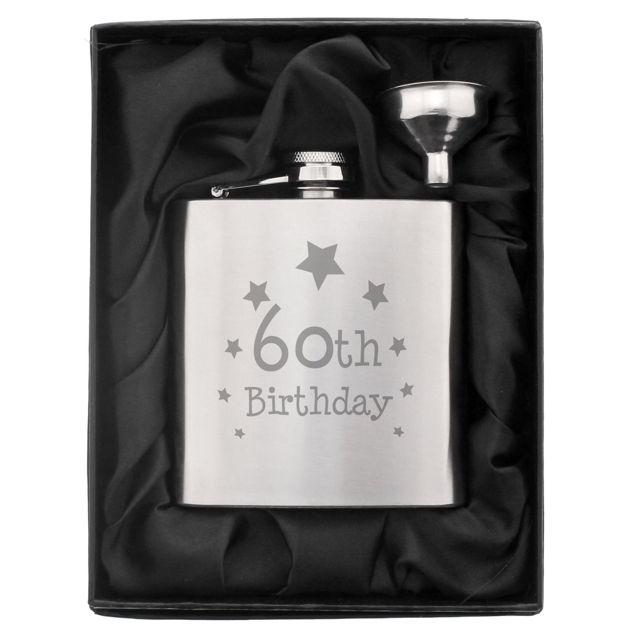 60th Birthday Hip Flask | Inspired Creative Gifts | UK Supplier