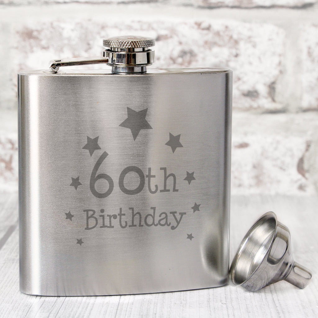 60th Birthday Hip Flask | Inspired Creative Gifts | UK Supplier