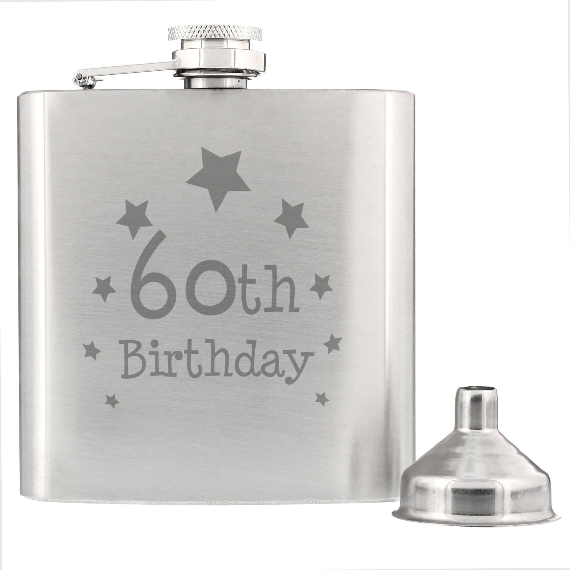 60th Birthday Hip Flask | Inspired Creative Gifts | UK Supplier