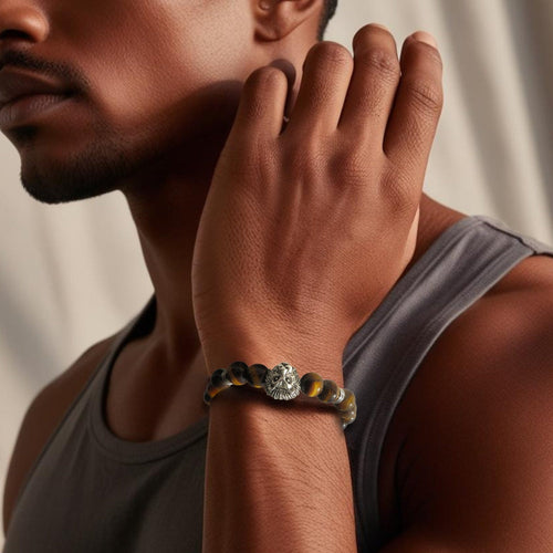 Men's Tigers Eye Lion Bracelet | Mens Bracelet | Inspired Creative Gifts