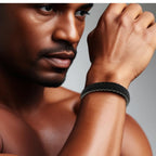 Men's Luxury Black Leather Bracelet