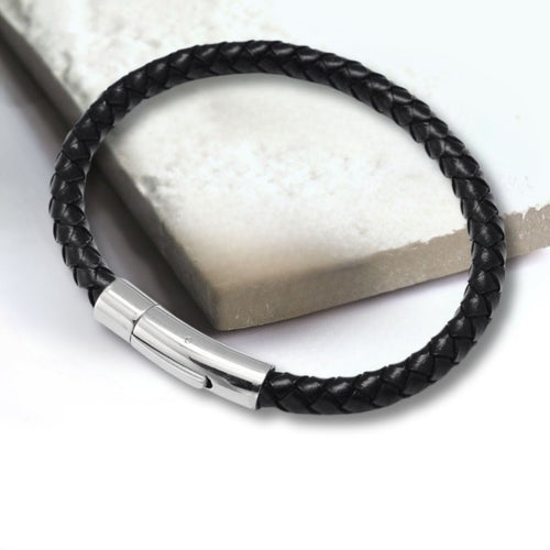 Men's Black Leather Rope Bracelet | Mens Bracelet | Inspired Creative Gifts