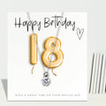 18th Birthday Cubic Zirconia Silver Necklace & Gold Balloons Gift Card
