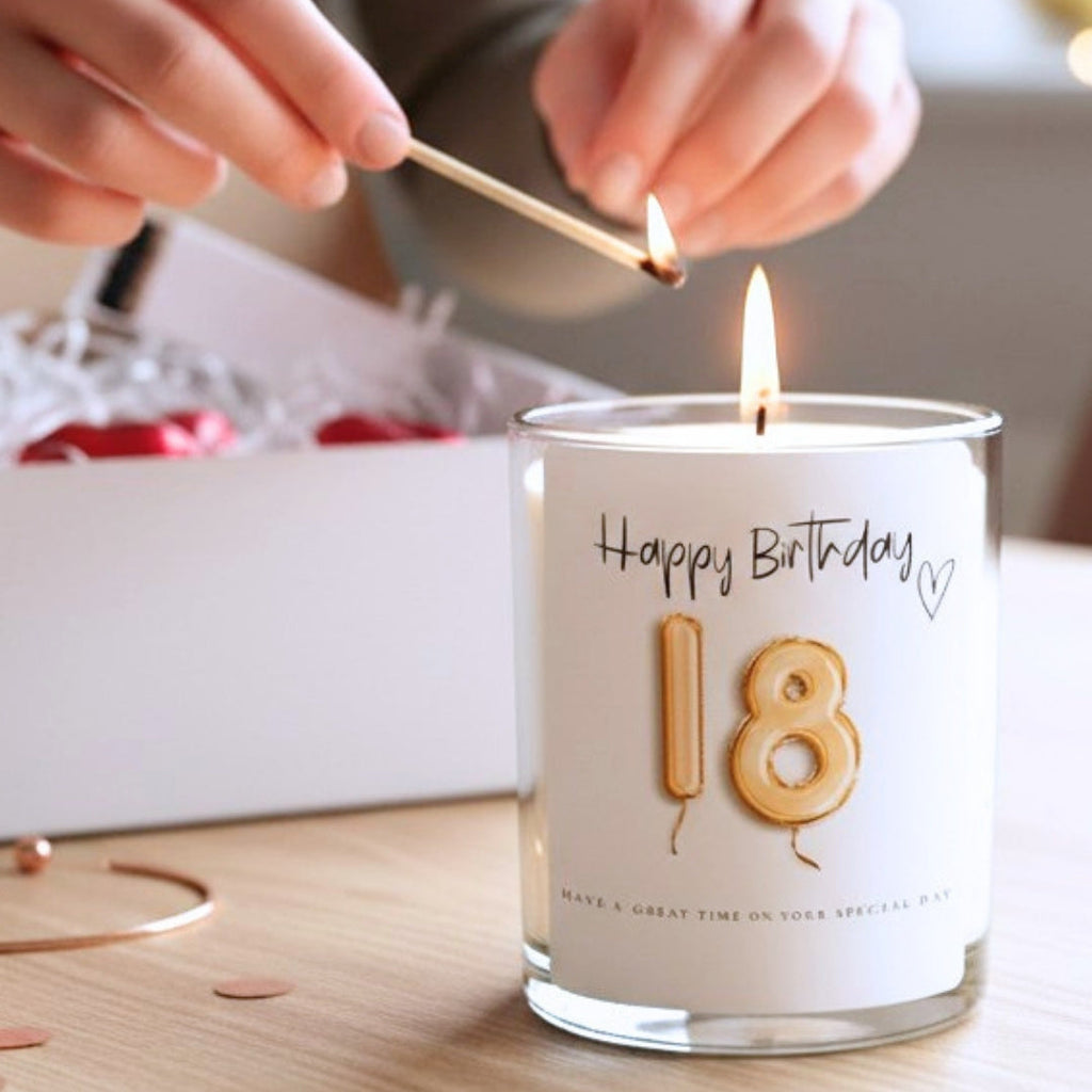 18th Birthday Gold Balloons Candle Gift Set
