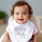 Personalised Surname Heart Baby Outfit: Bib, Vest, Baby Grow