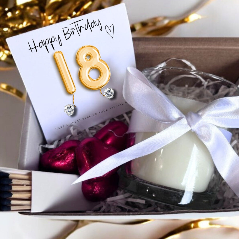 Small 18th Birthday Gold Balloon Hamper | Candle, Earrings, Chocolates