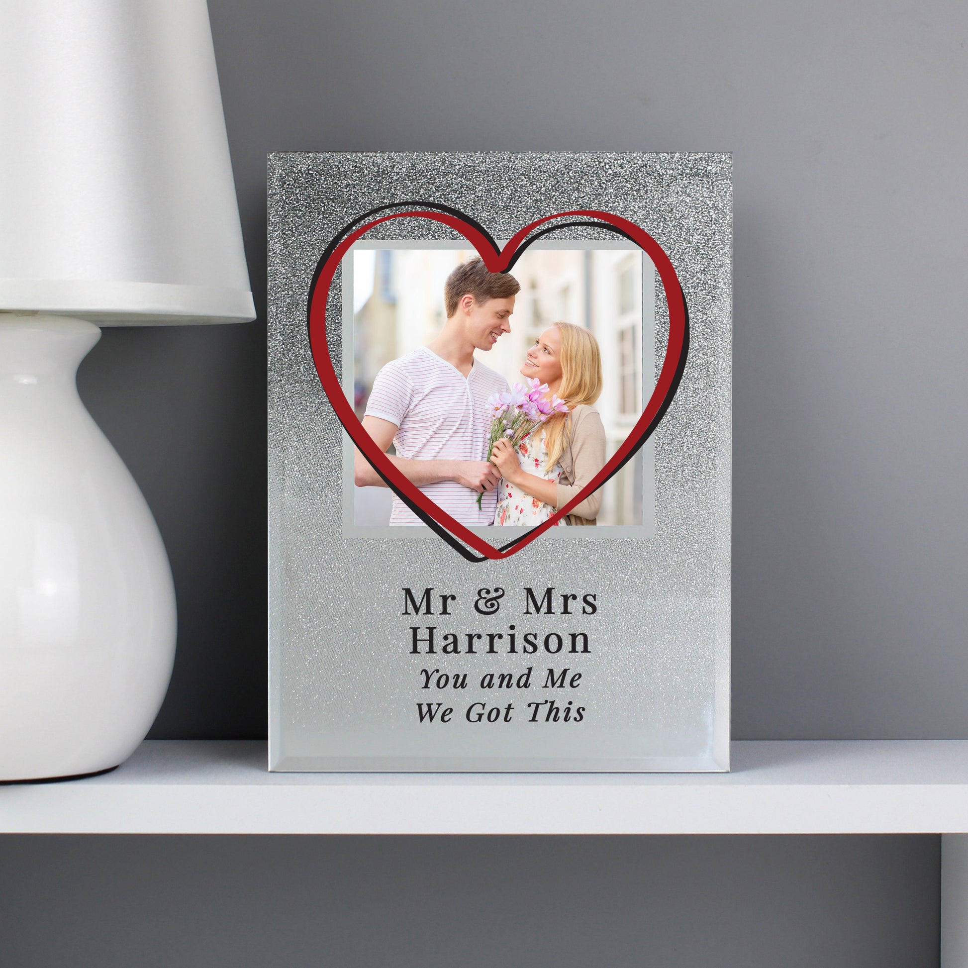 Personalised Heart 4x4 Glitter Glass Photo Frame | Valentines Day Gift | Christmas Gift - Picture Frame - Inspired Creative Gifts
